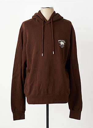 Sweat-shirt à capuche col rond manches longues marron IRON AND RESIN homme