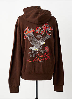Sweat-shirt à capuche col rond manches longues marron IRON AND RESIN homme