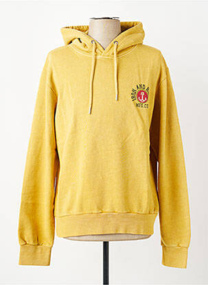 Sweat-shirt à capuche col rond manches longues jaune IRON AND RESIN homme