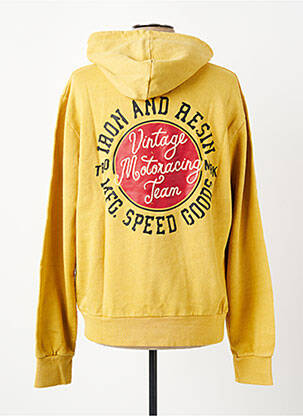 Sweat-shirt à capuche col rond manches longues jaune IRON AND RESIN homme