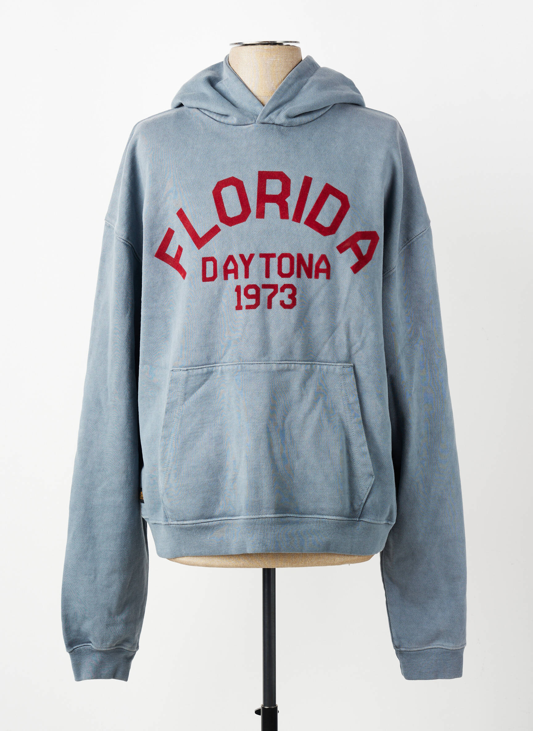 Sweat-shirt à capuche tissage jersey manches longues bleu DAYTONA homme