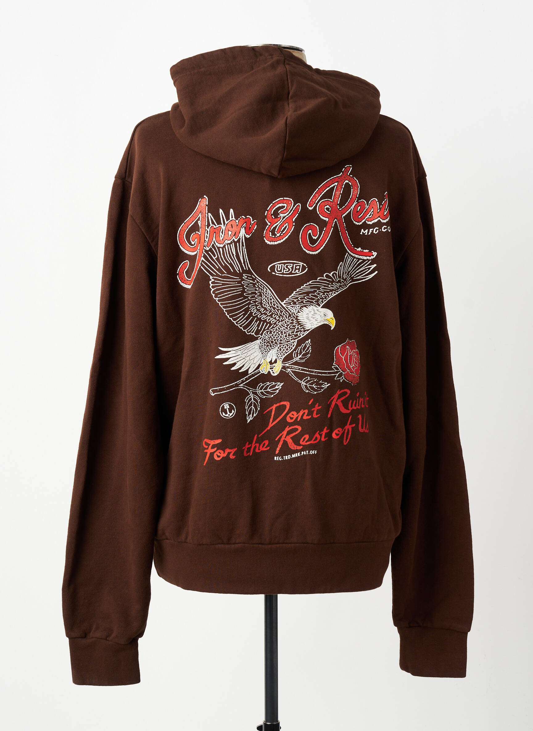 Sweat-shirt à capuche col rond manches longues marron IRON AND RESIN homme