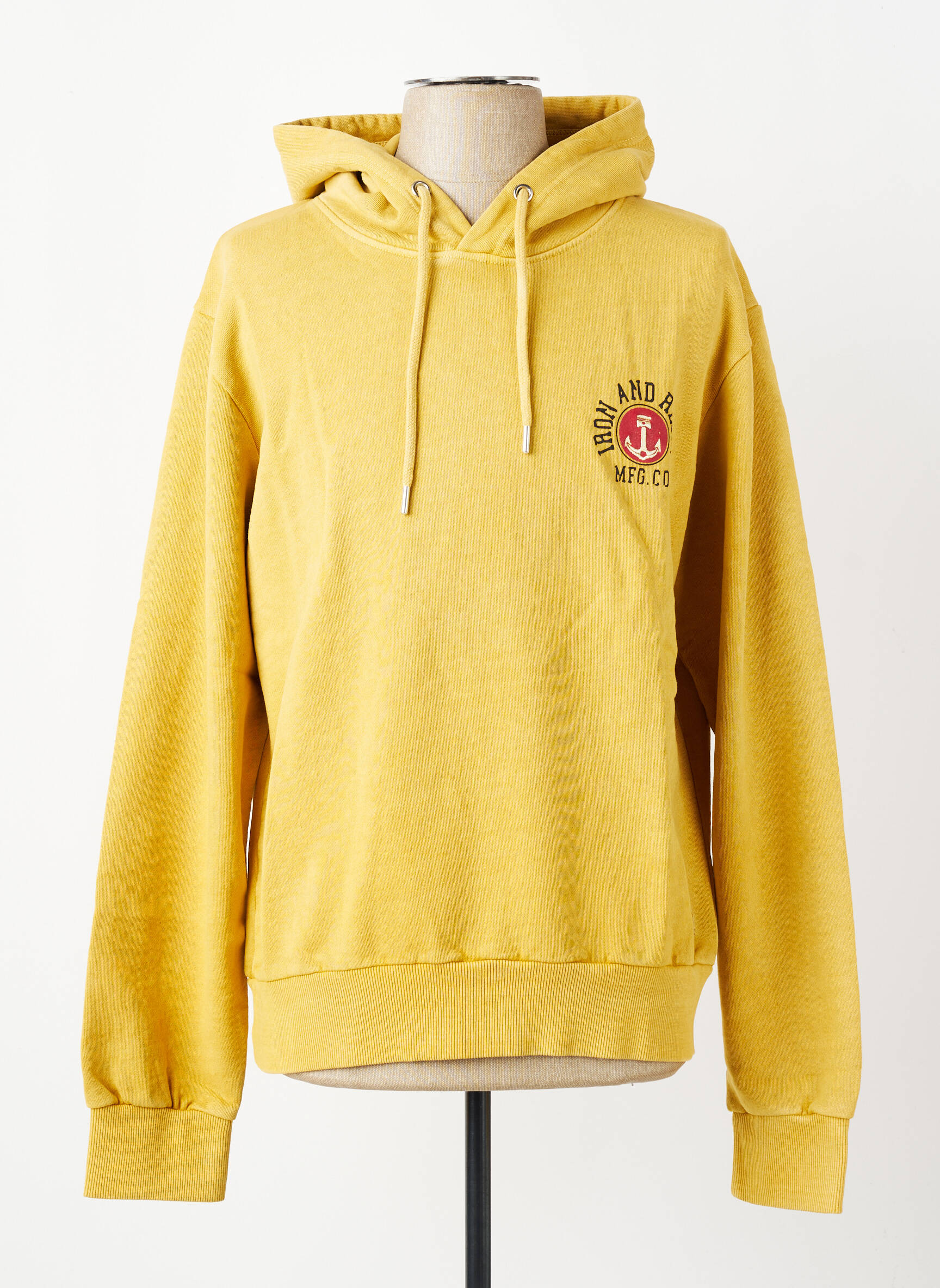 Sweat-shirt à capuche col rond manches longues jaune IRON AND RESIN homme