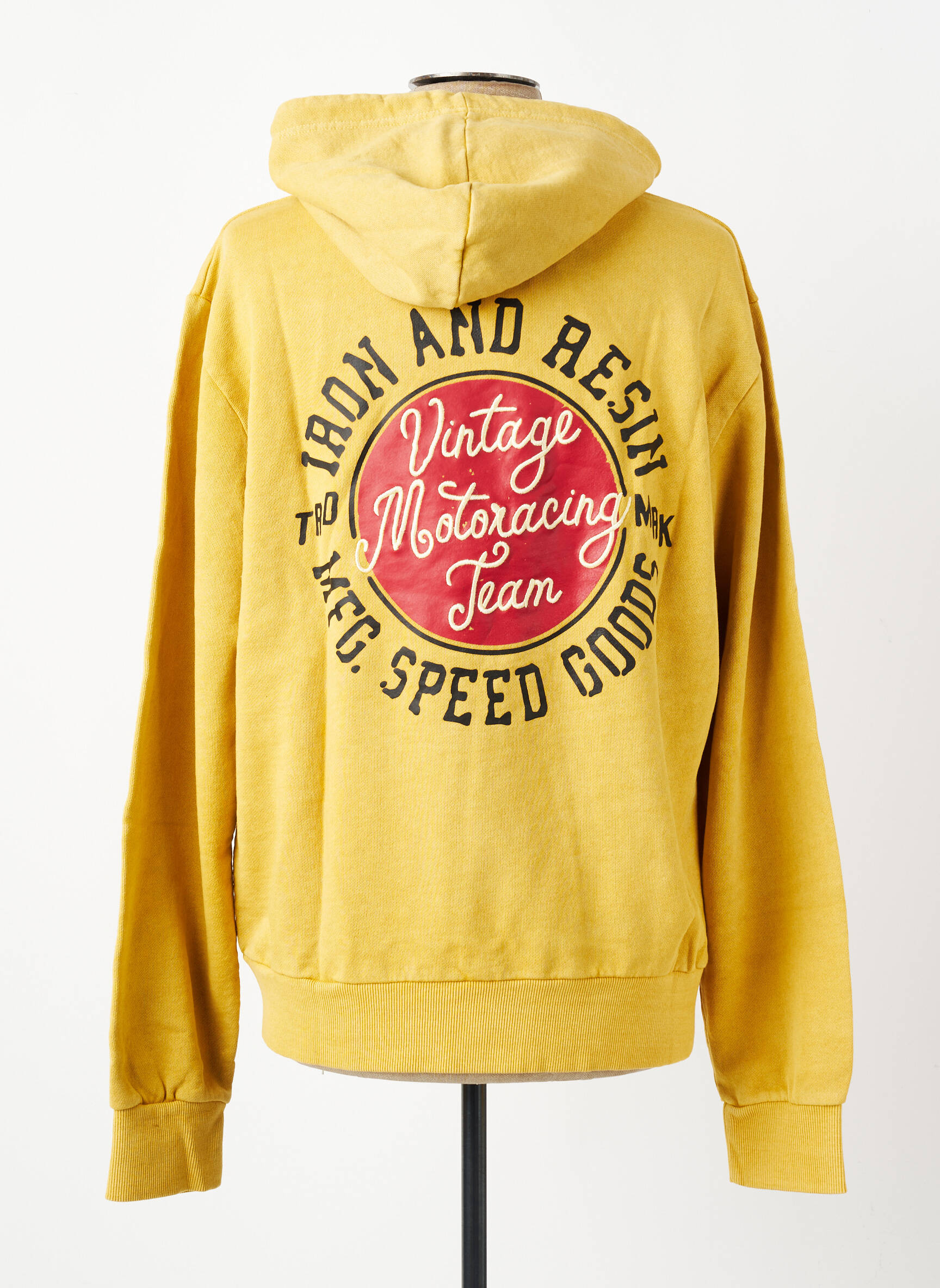 Sweat-shirt à capuche col rond manches longues jaune IRON AND RESIN homme