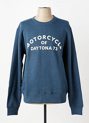 Sweat-shirt broderie manches longues bleu DAYTONA homme