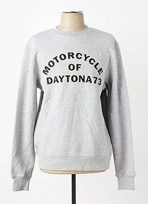 Sweat-shirt broderie manches longues gris DAYTONA homme