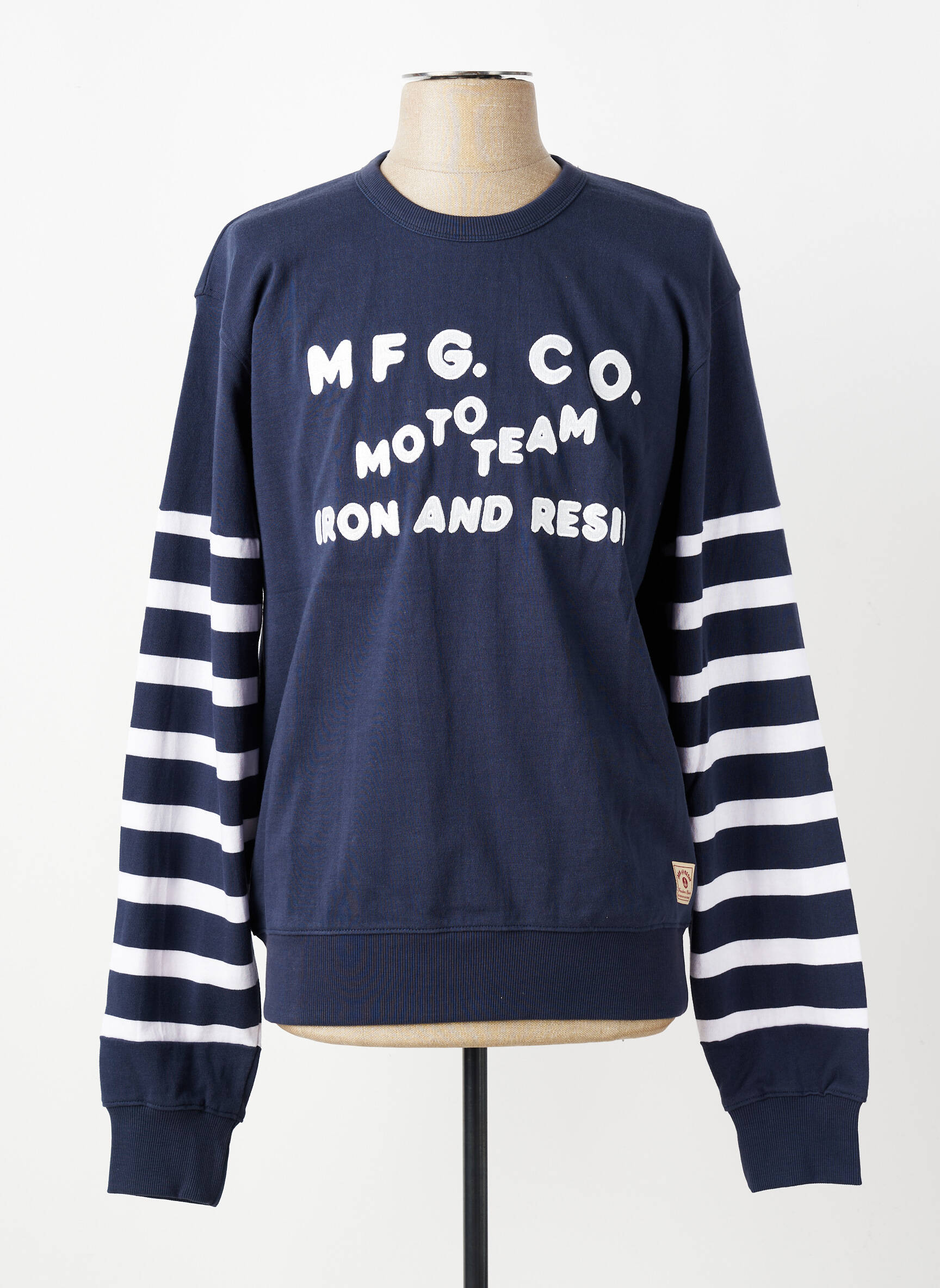 Sweat-shirt broderie manches longues bleu IRON AND RESIN homme