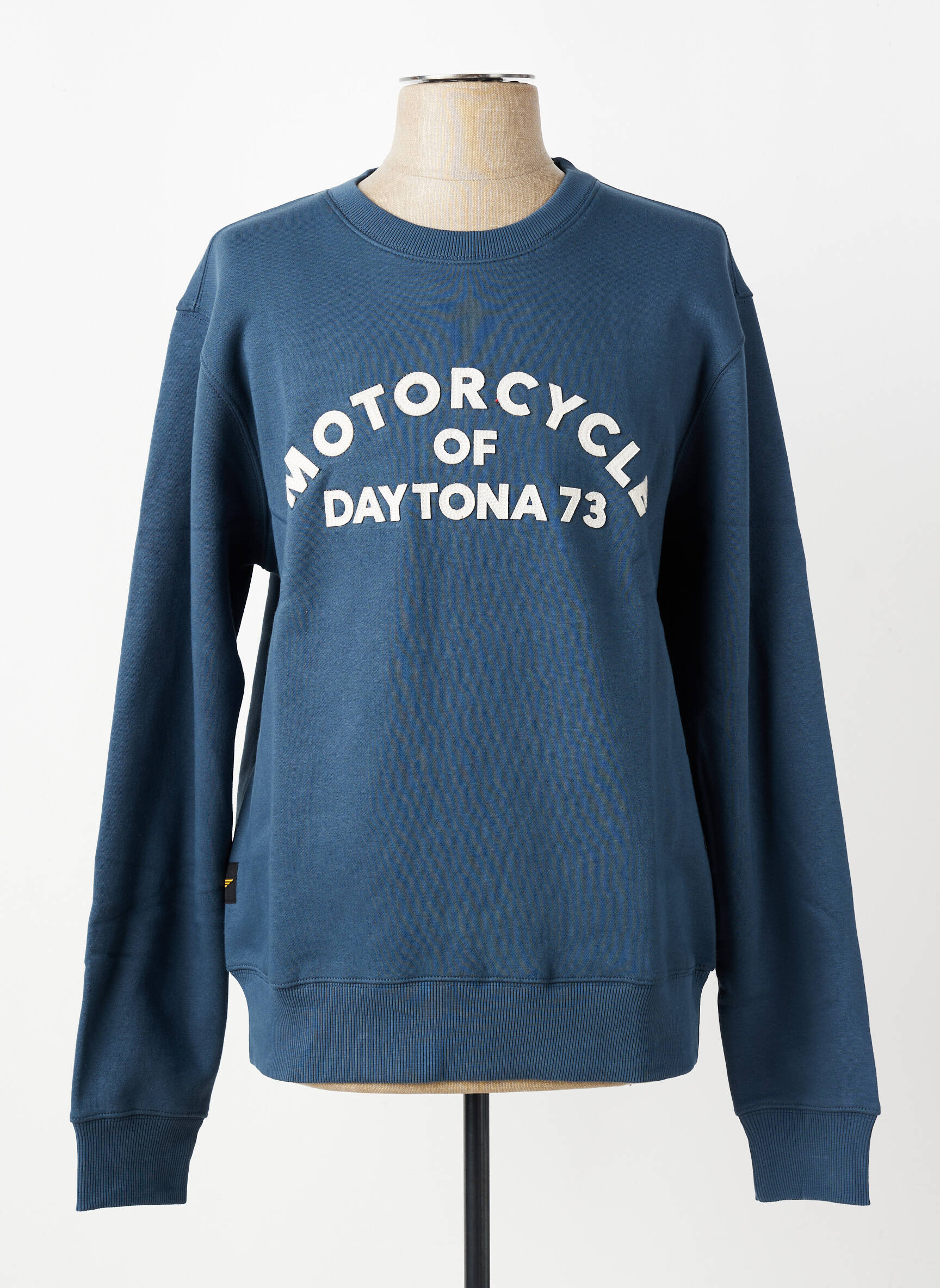 Sweat-shirt broderie manches longues bleu DAYTONA homme