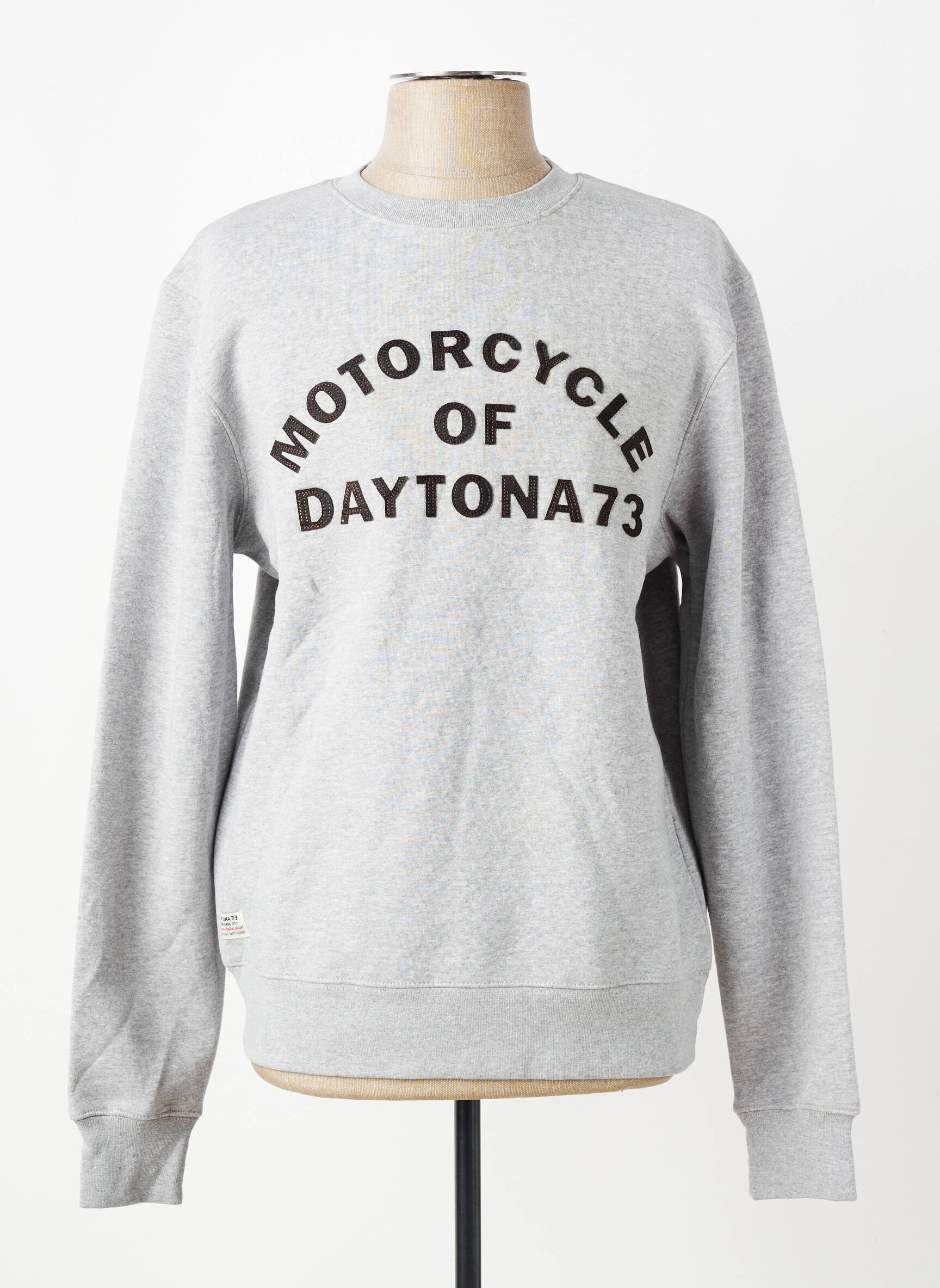 Sweat-shirt broderie manches longues gris DAYTONA homme