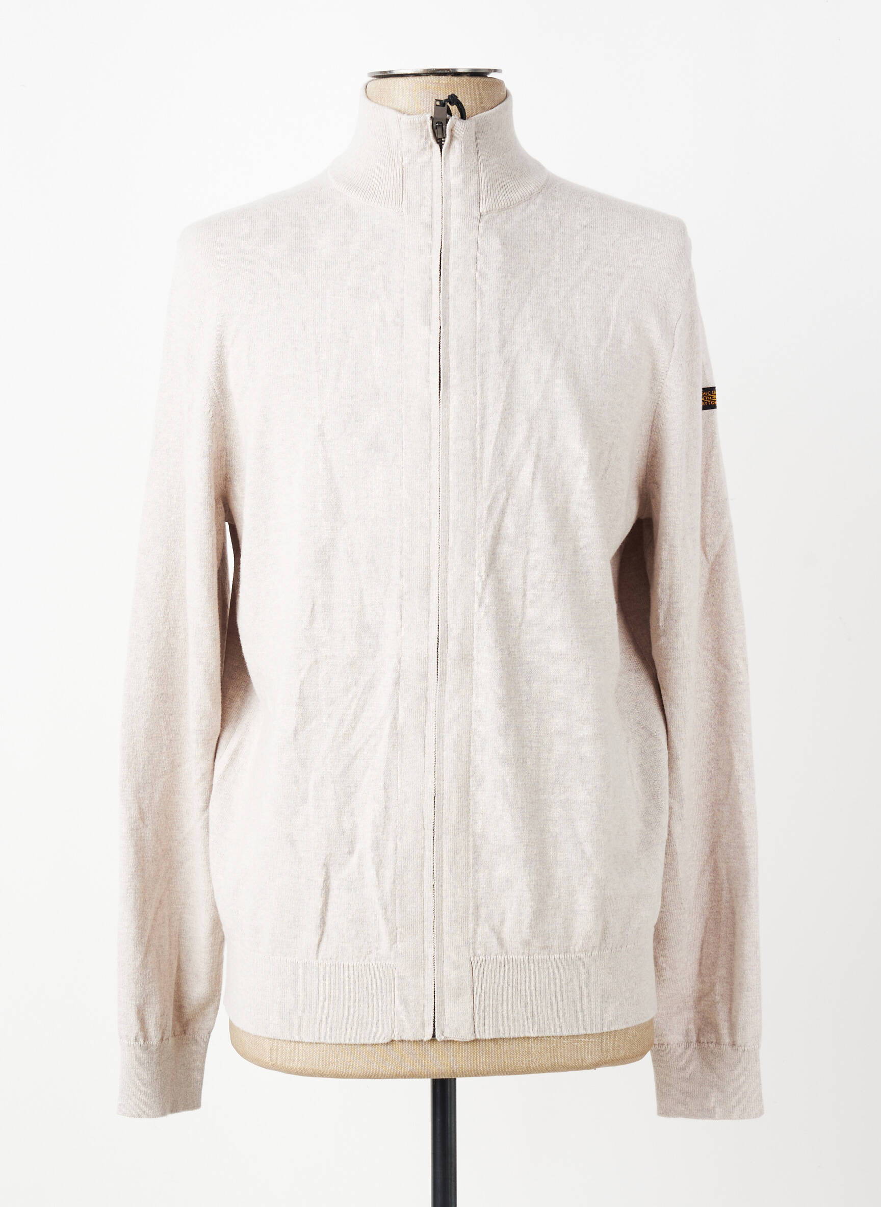 Gilet manches longues tissage chiné beige DAYTONA homme