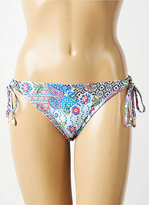 Bas de maillot de bain imprimé fleurs bikini bleu FREYA femme