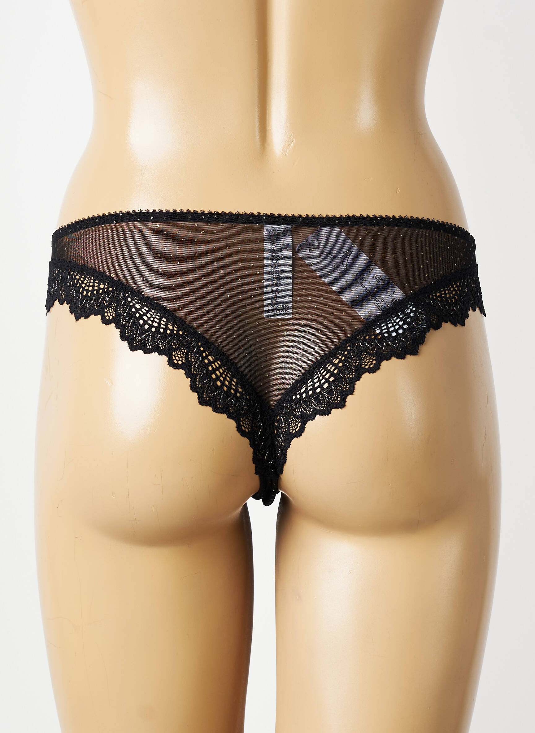 Tanga effet matière satinée noir ANTIGEL femme