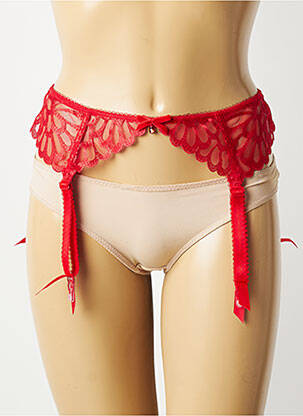 Guêpière/porte-jarretelle broderie rouge FREYA femme