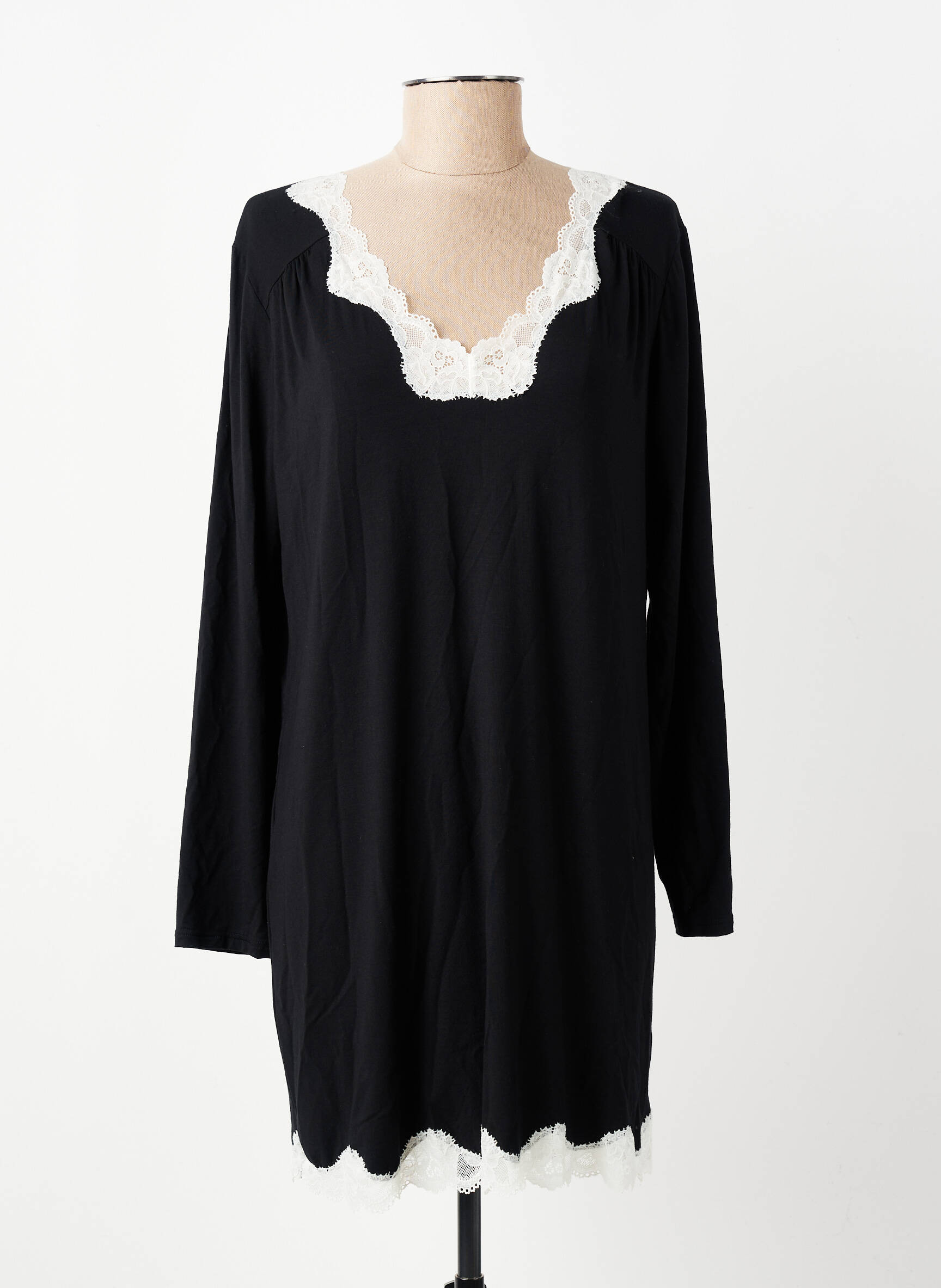 Chemise de nuit col v noir ANTIGEL femme