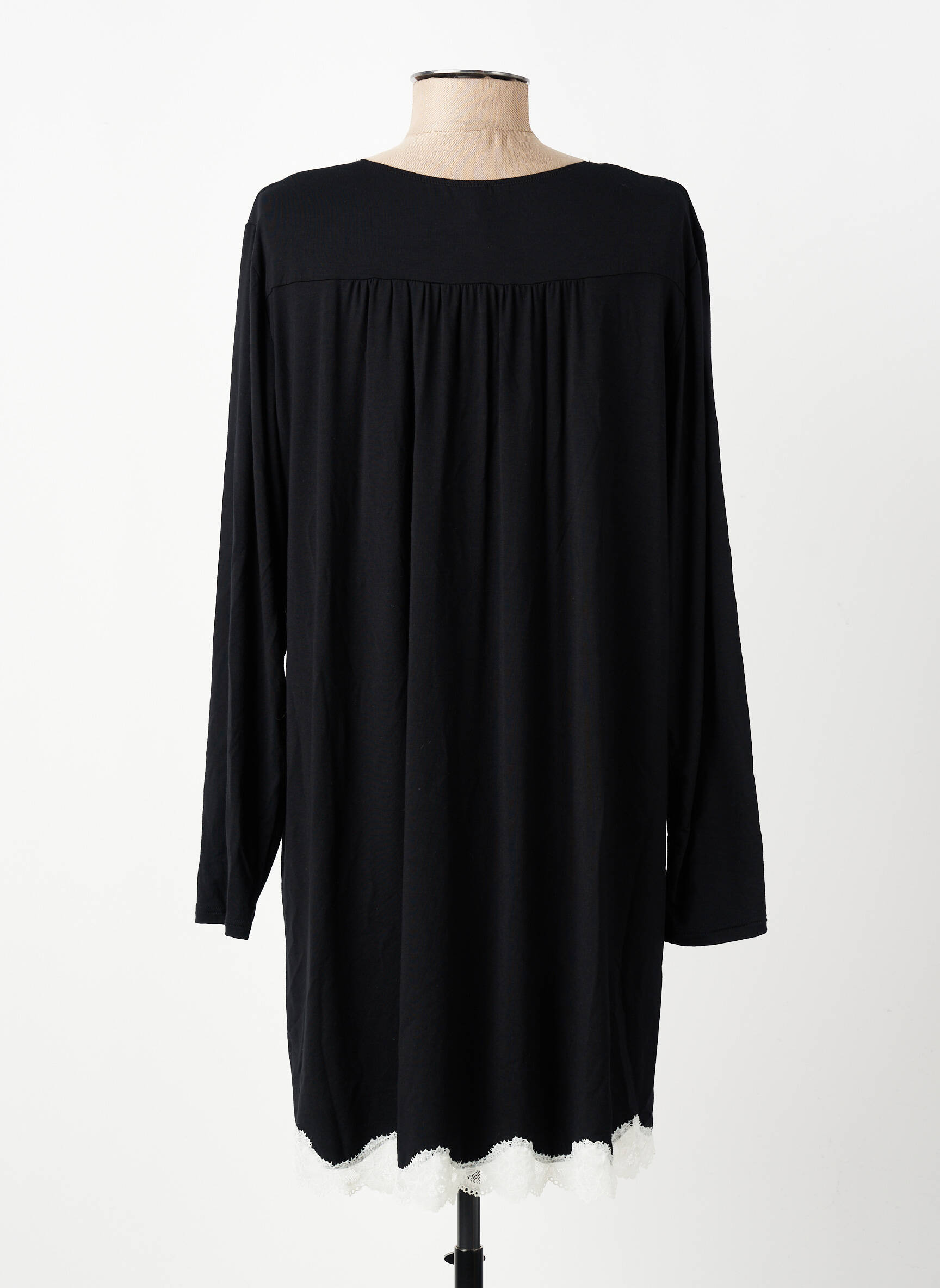 Chemise de nuit col v noir ANTIGEL femme