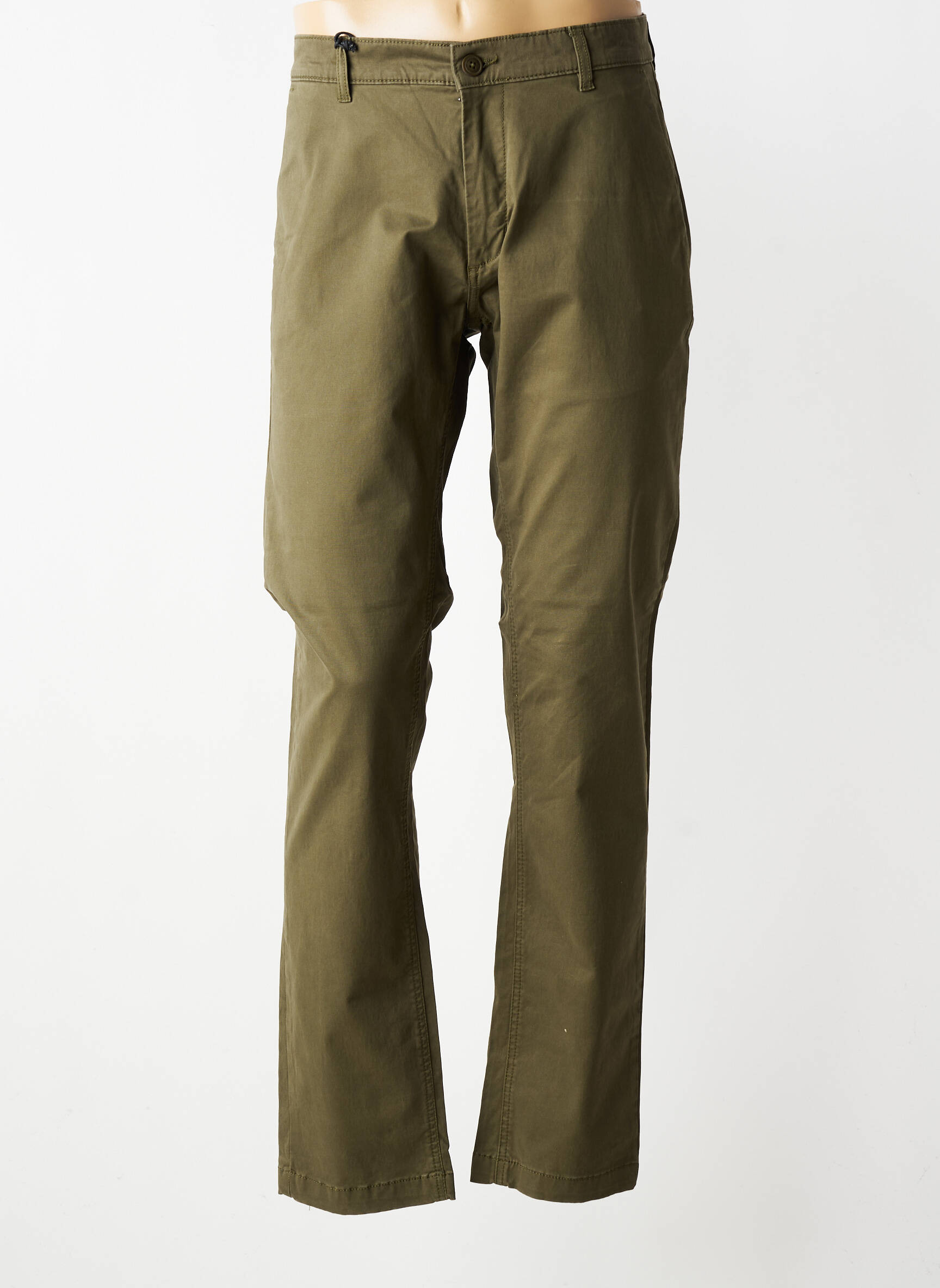 Pantalon droit tissage popeline taille normale vert DAYTONA homme