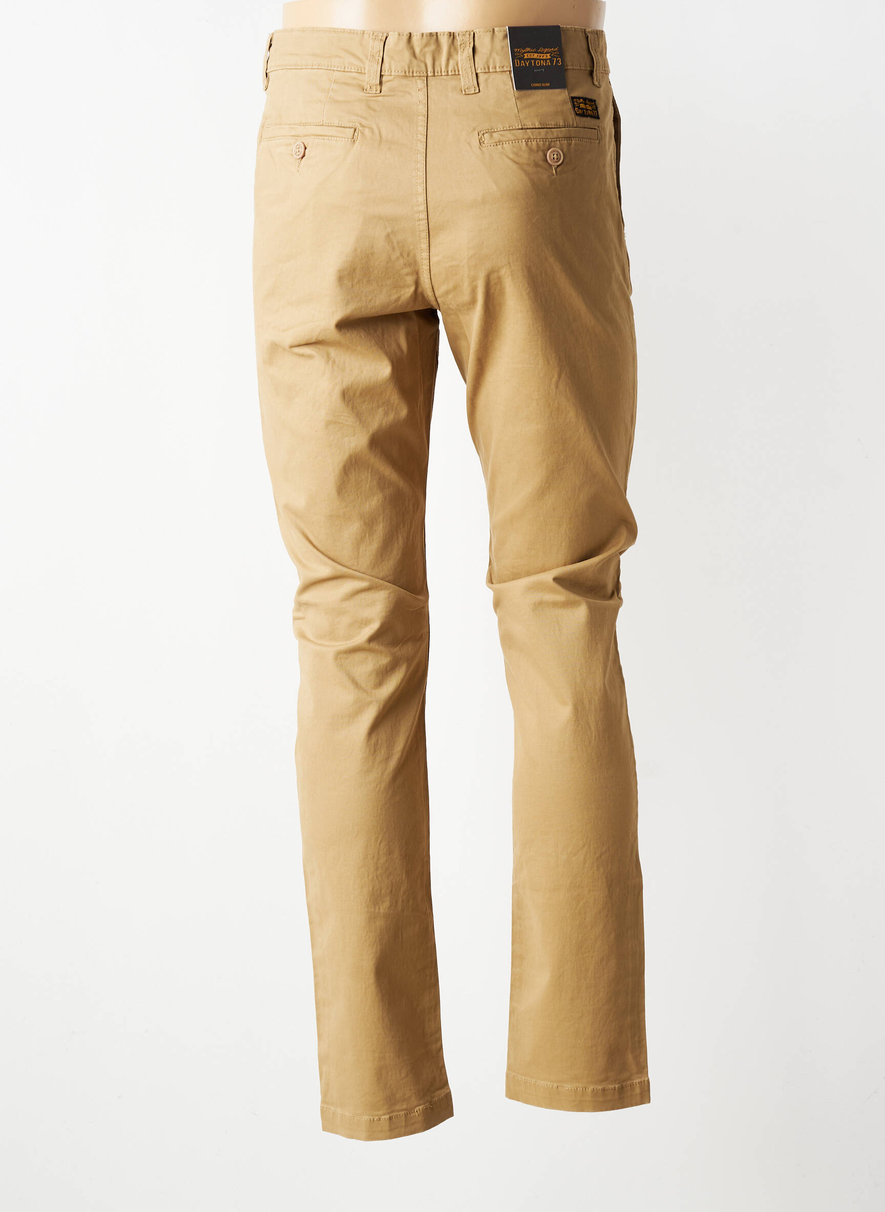Pantalon droit tissage popeline taille normale beige DAYTONA homme