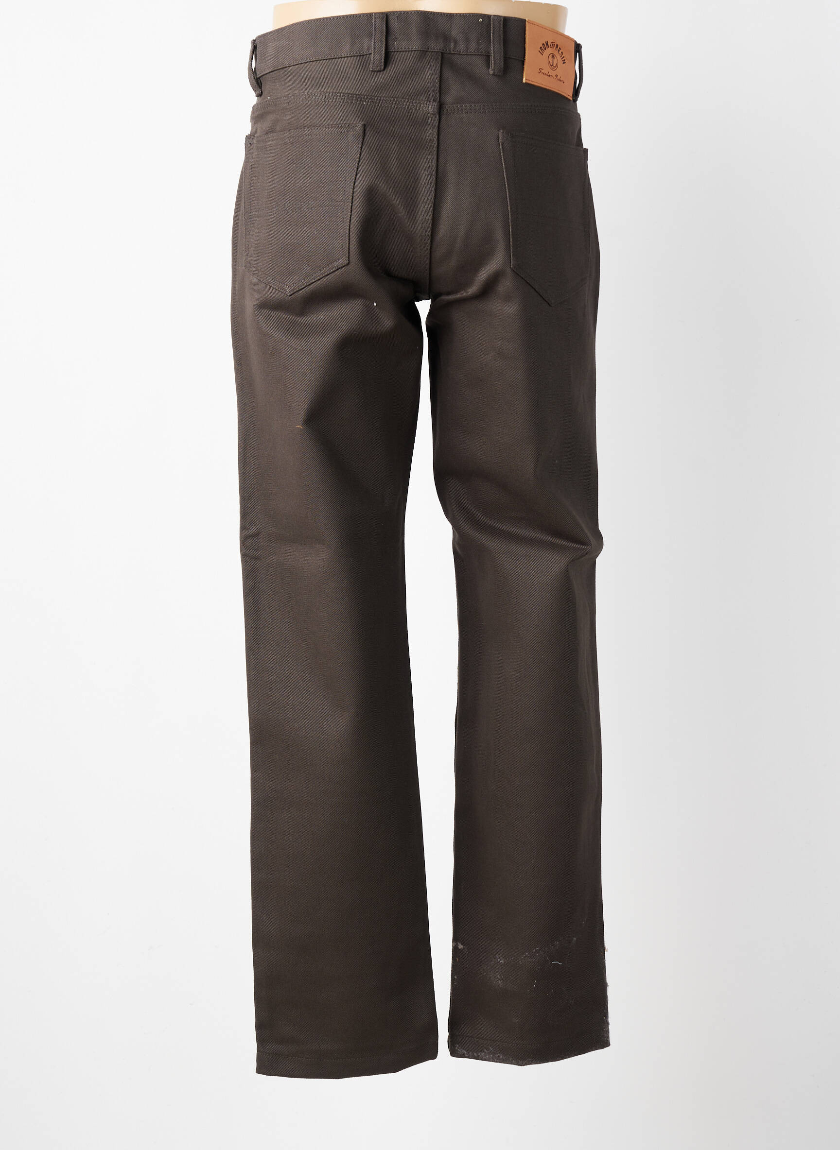 Jeans coupe droite fermeture zippée sous rabat boutonné taille normale gris IRON AND RESIN homme