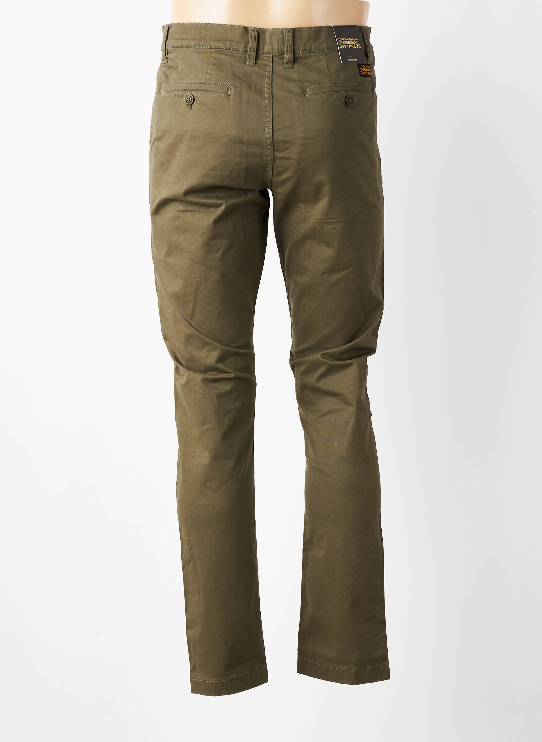 Pantalon chino tissage popeline taille basse vert DAYTONA homme