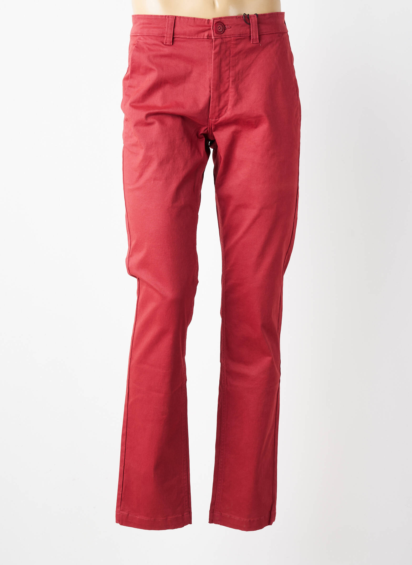 Pantalon chino tissage popeline taille basse rouge DAYTONA homme