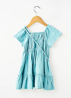 Robe mi-longue col carré manches courtes bleu MAYORAL fille