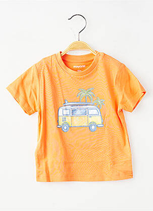 T-shirt fermeture boutonnée à l'épaule manches courtes orange MAYORAL fille