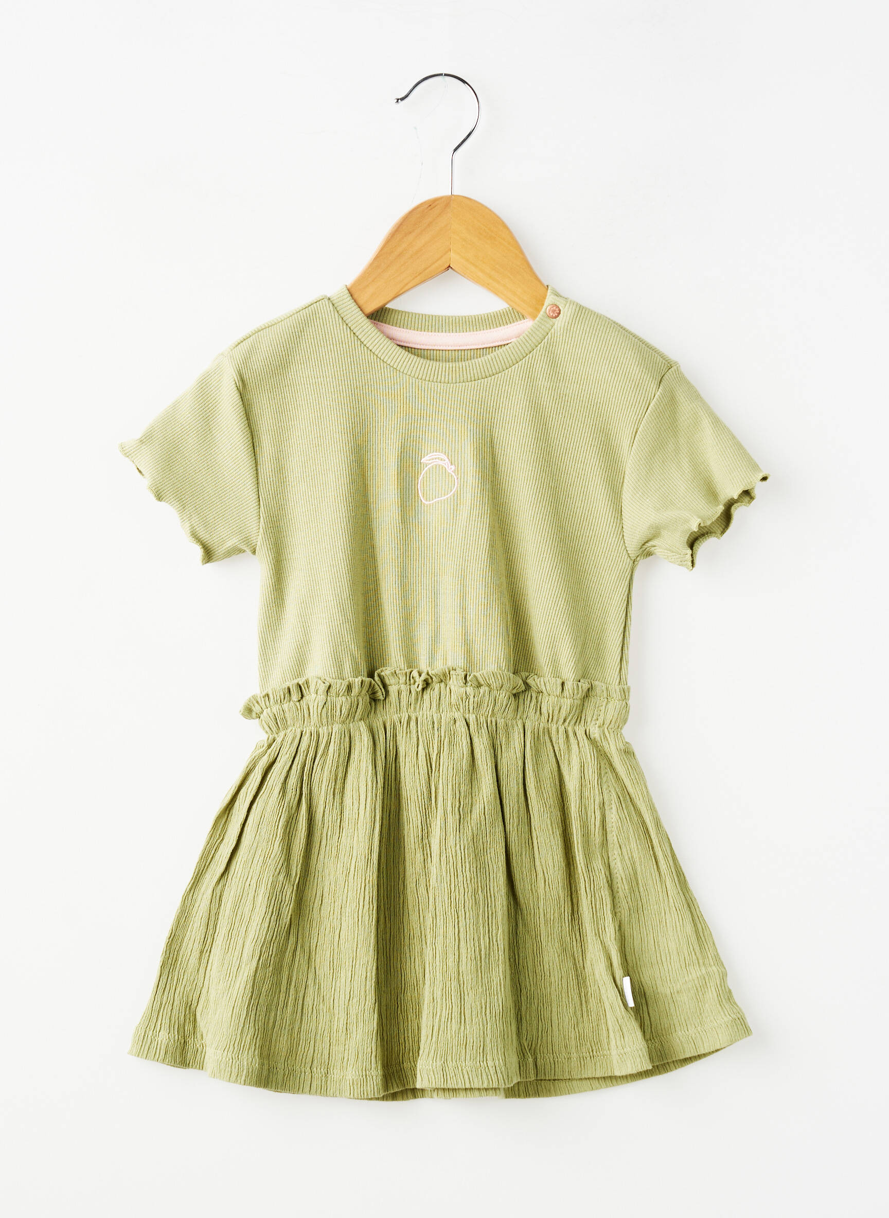 Robe mi-longue manches courtes manches courtes vert NOPPIES fille