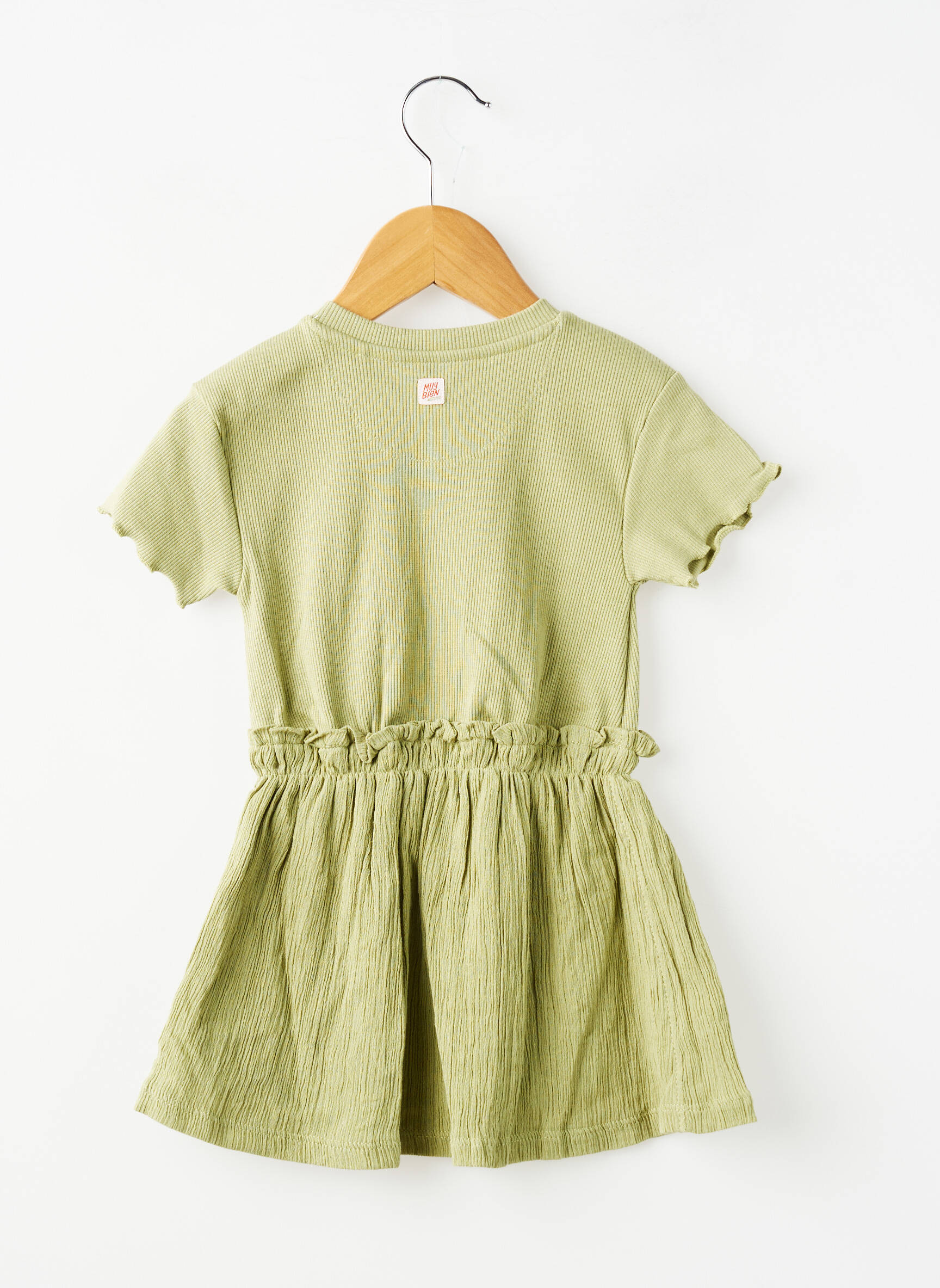 Robe mi-longue manches courtes manches courtes vert NOPPIES fille