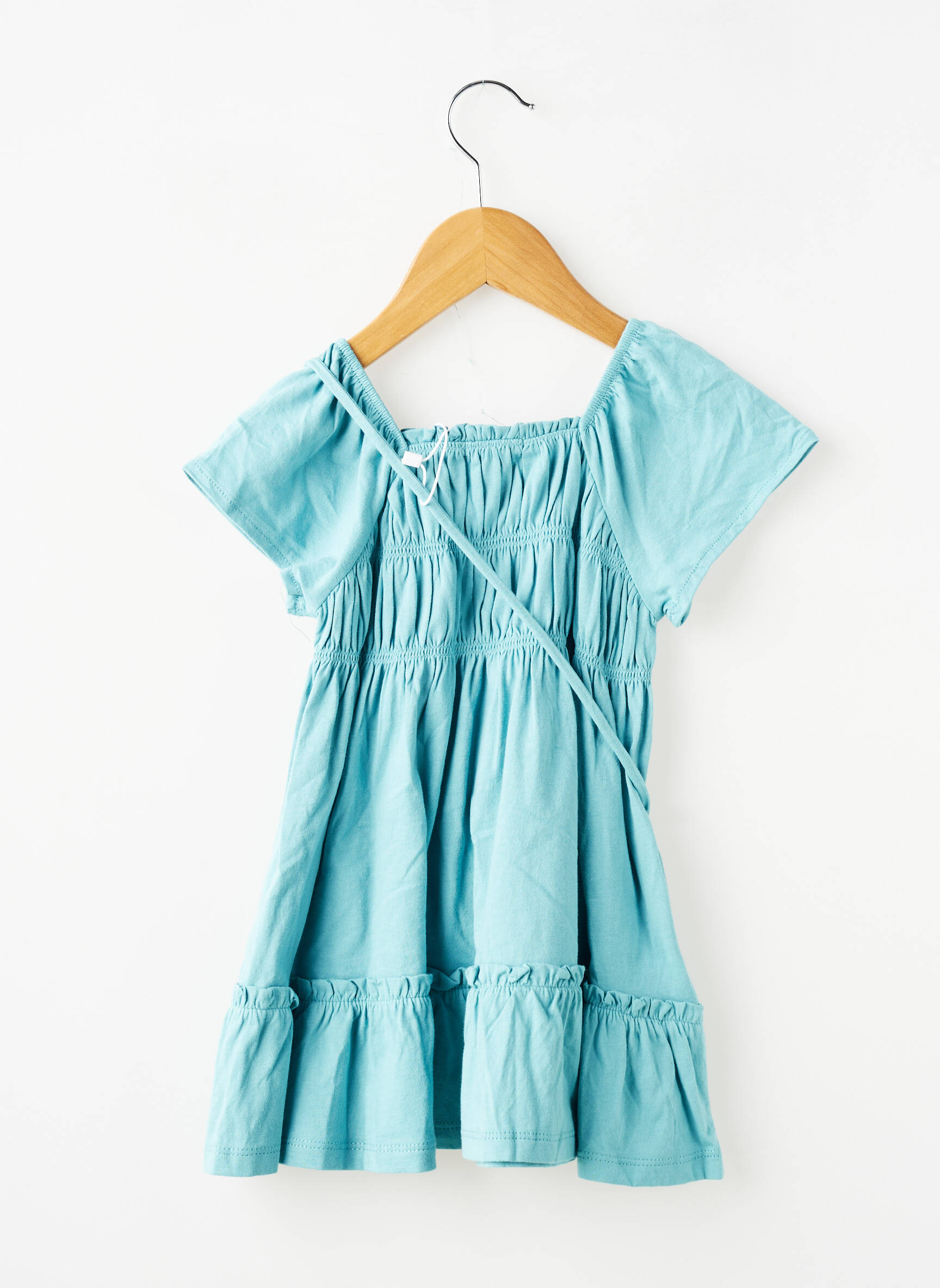 Robe mi-longue col carré manches courtes bleu MAYORAL fille
