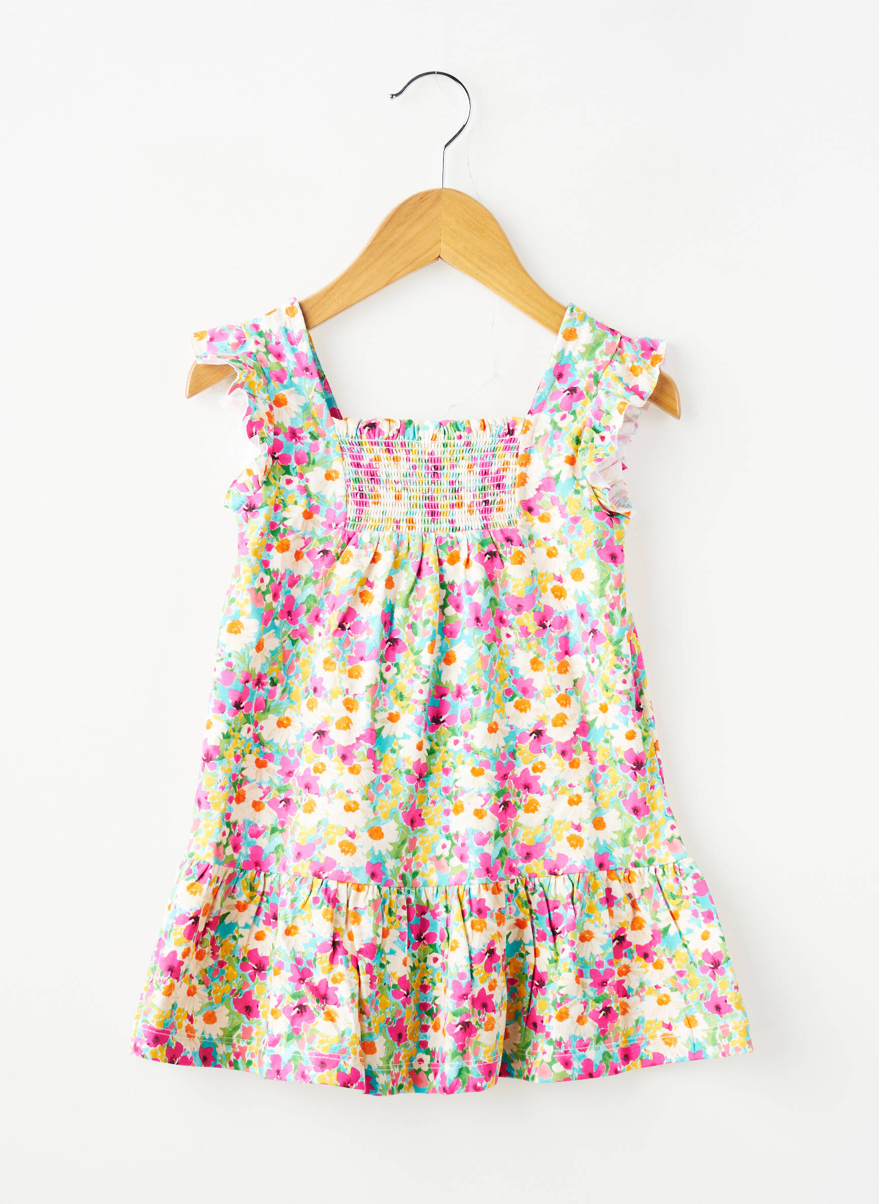 Robe mi-longue col carré manches courtes rose MAYORAL fille