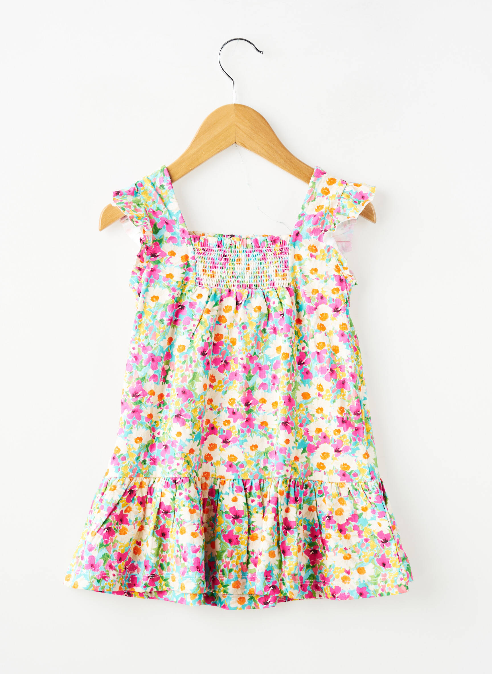 Robe mi-longue col carré manches courtes rose MAYORAL fille