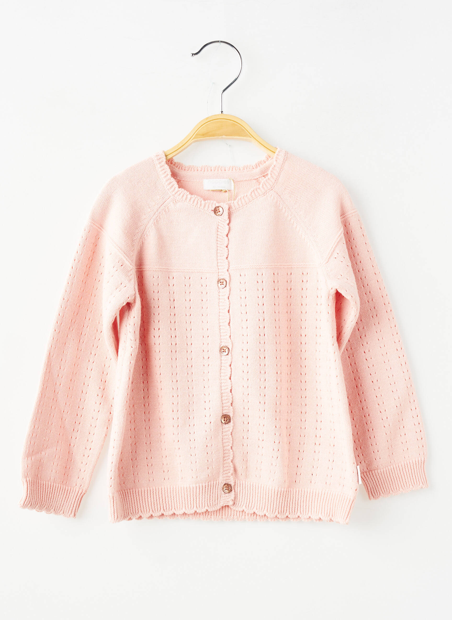 Gilet manches longues coupe droite rose NOPPIES fille