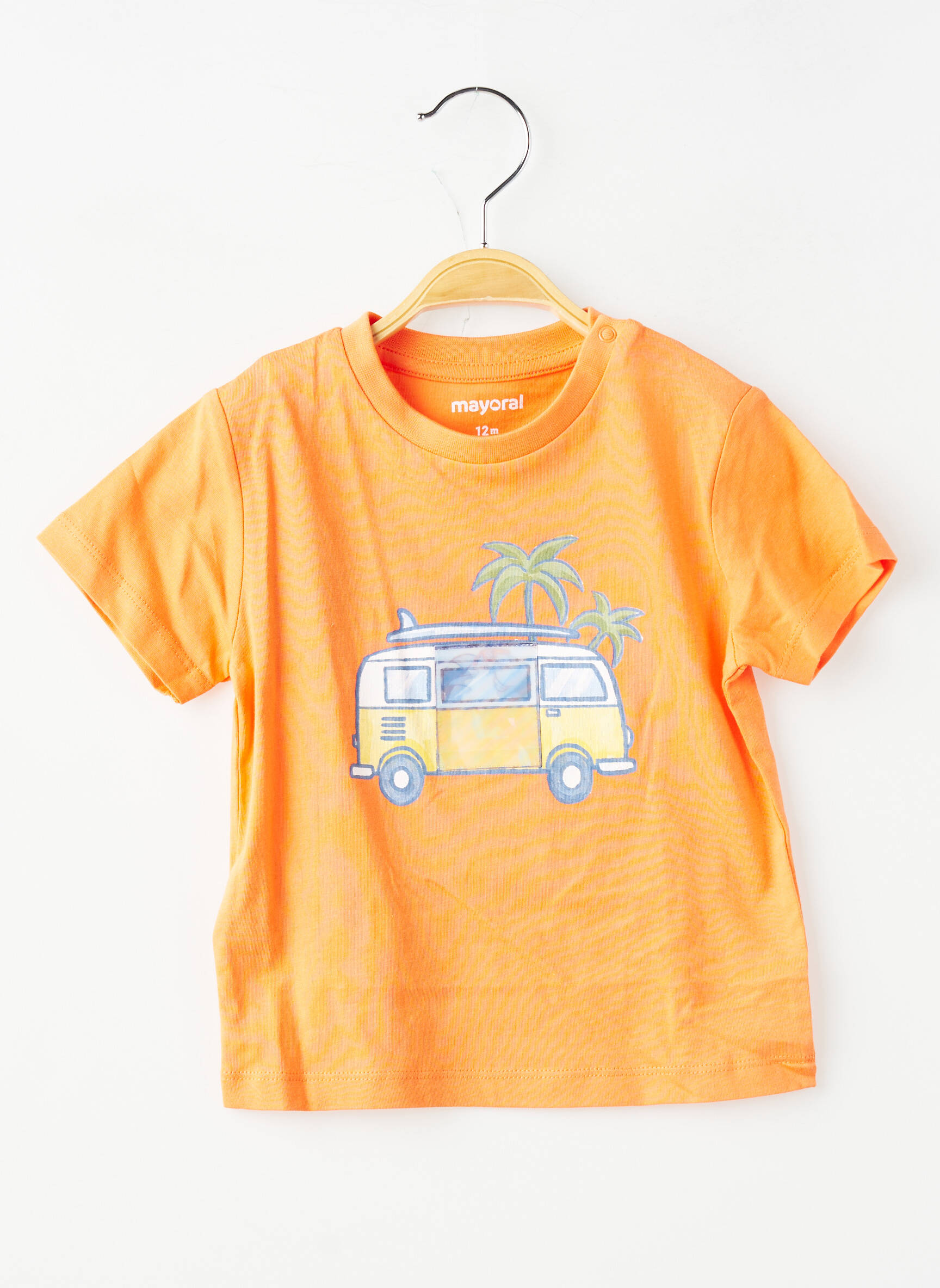 T-shirt fermeture boutonnée à l'épaule manches courtes orange MAYORAL fille