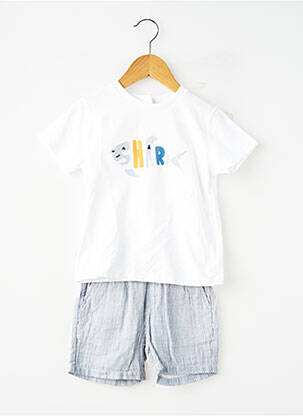 Ensemble short coupe droite blanc MAYORAL garçon