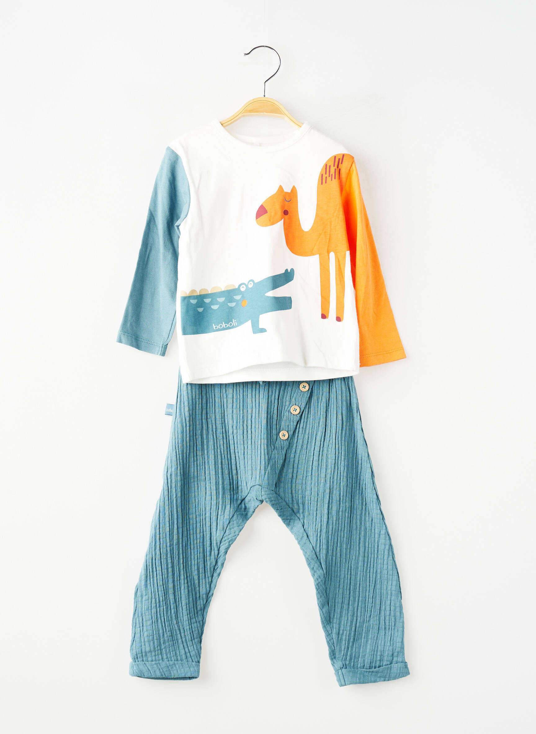 Ensemble pantalon taille élastique bleu BOBOLI garçon