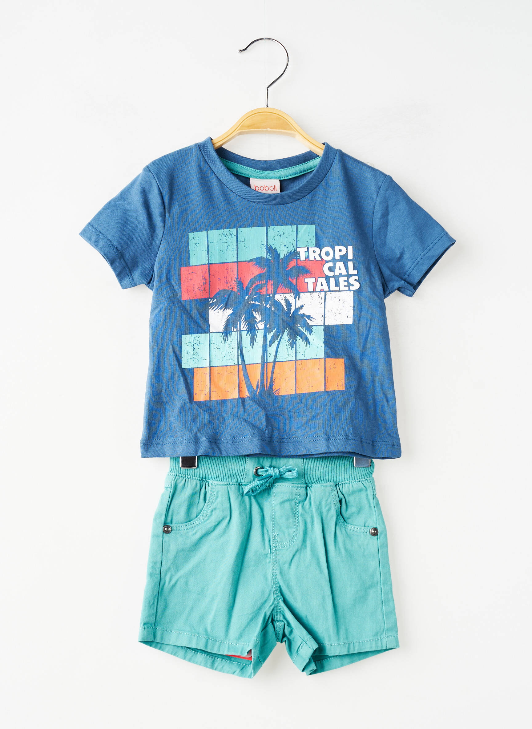 Ensemble short coupe droite bleu BOBOLI garçon