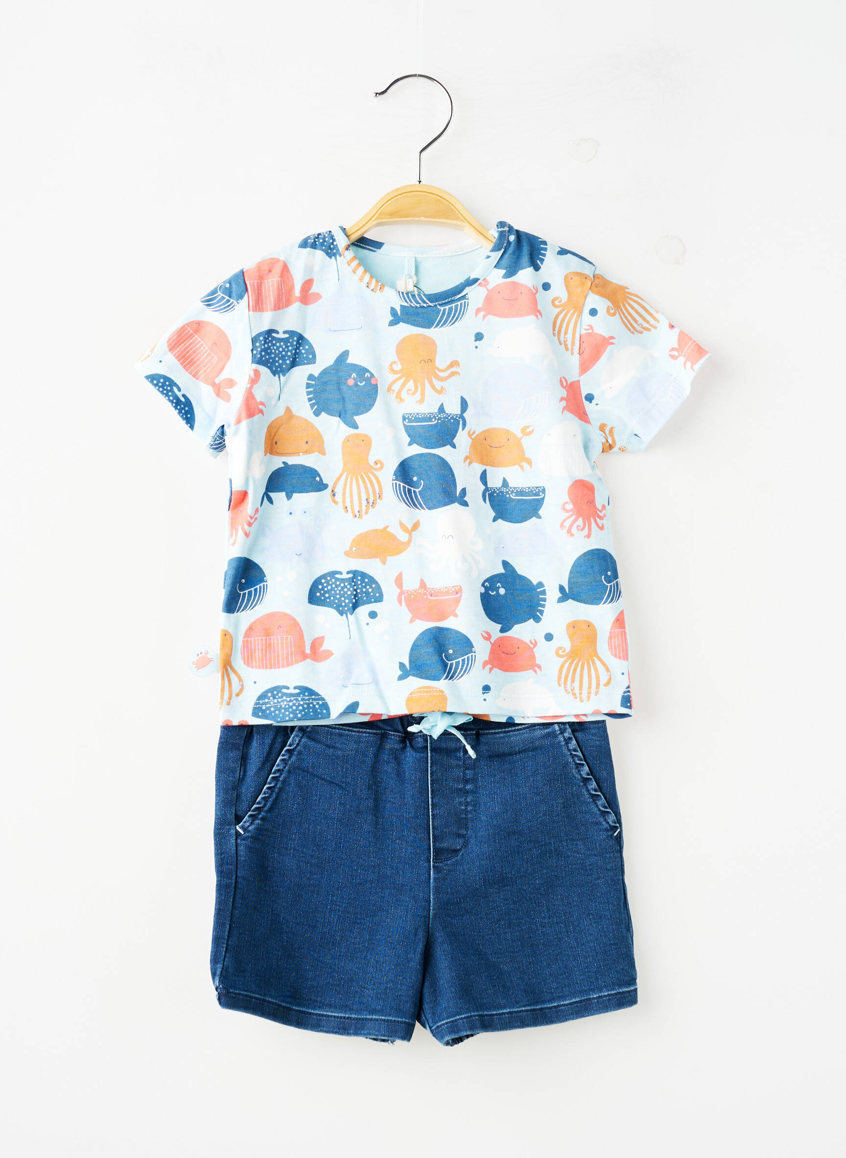 Ensemble short coupe droite bleu BOBOLI garçon