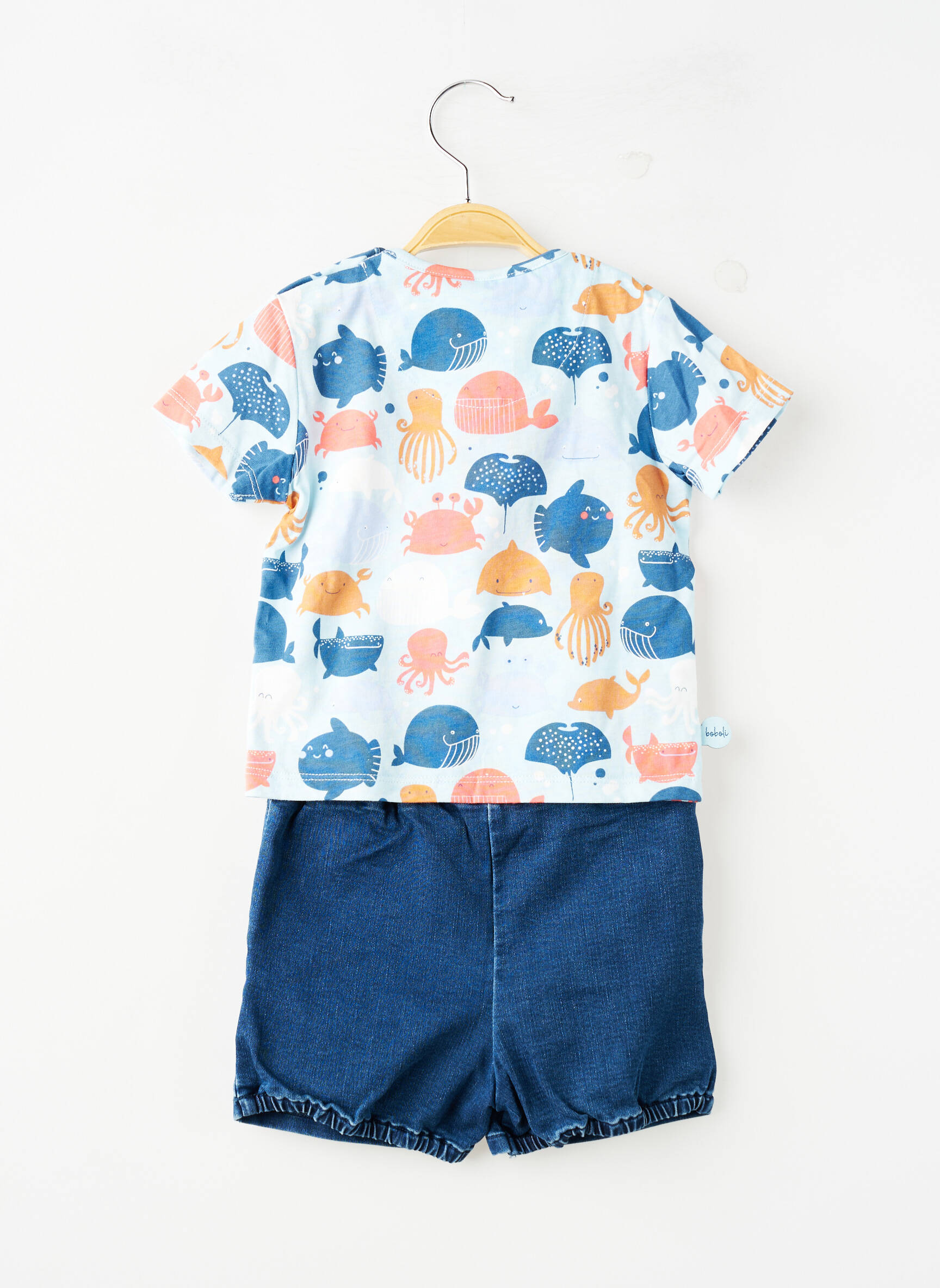Ensemble short coupe droite bleu BOBOLI garçon