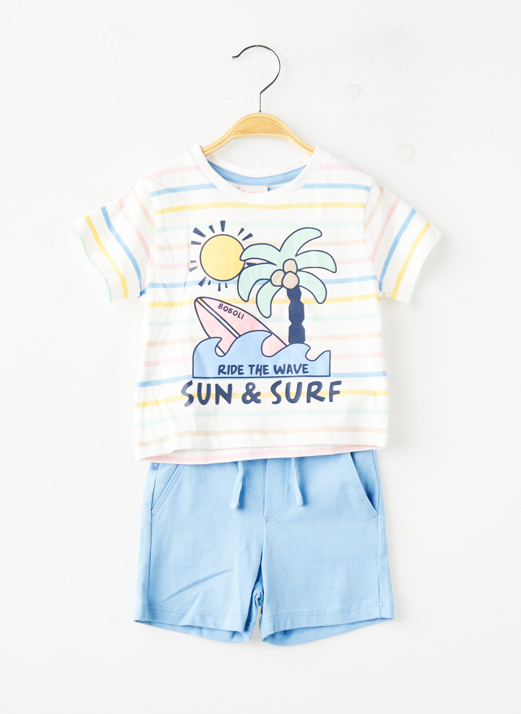 Ensemble short coupe droite bleu BOBOLI garçon
