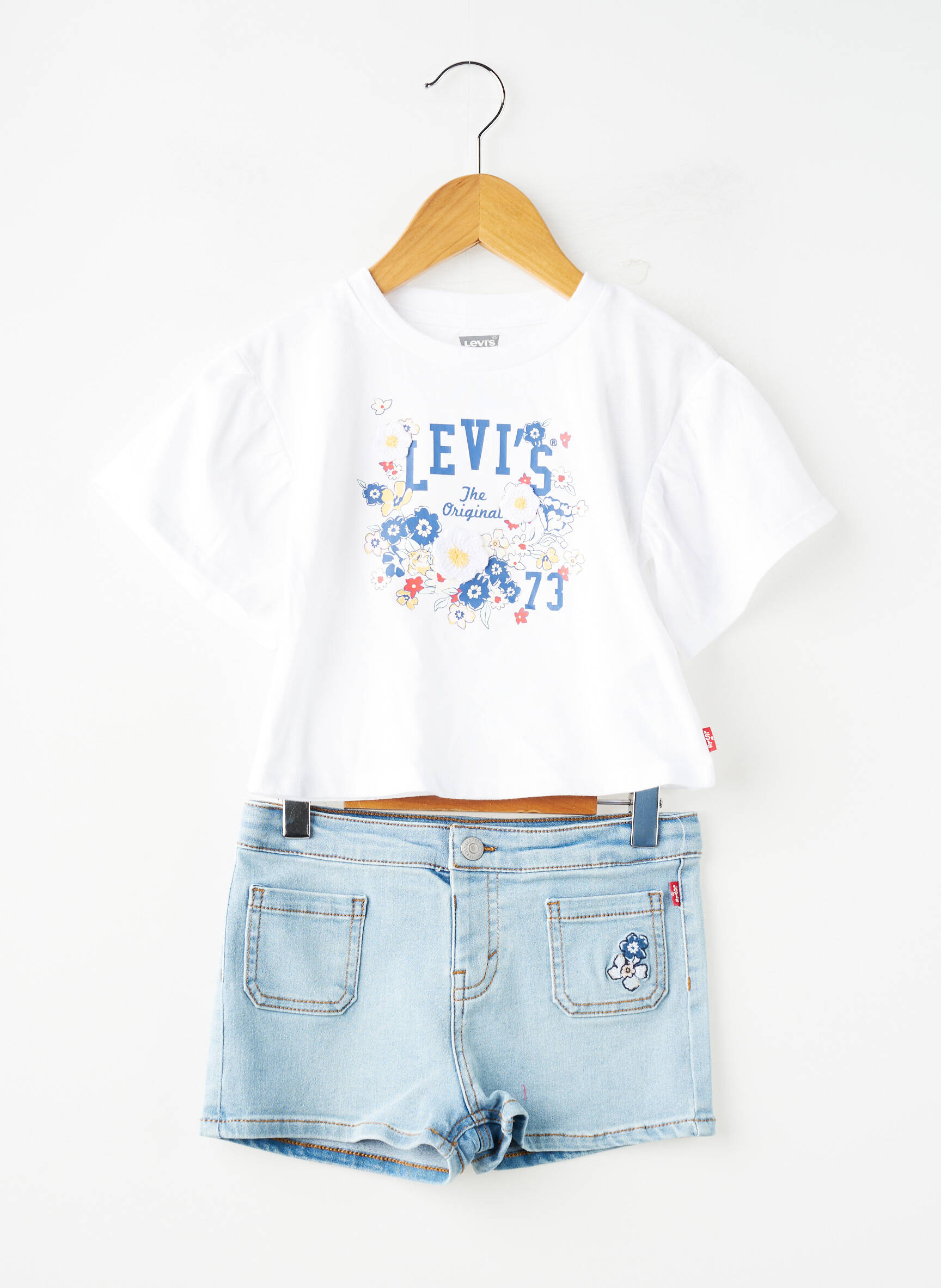 Ensemble short coupe droite bleu LEVI'S fille