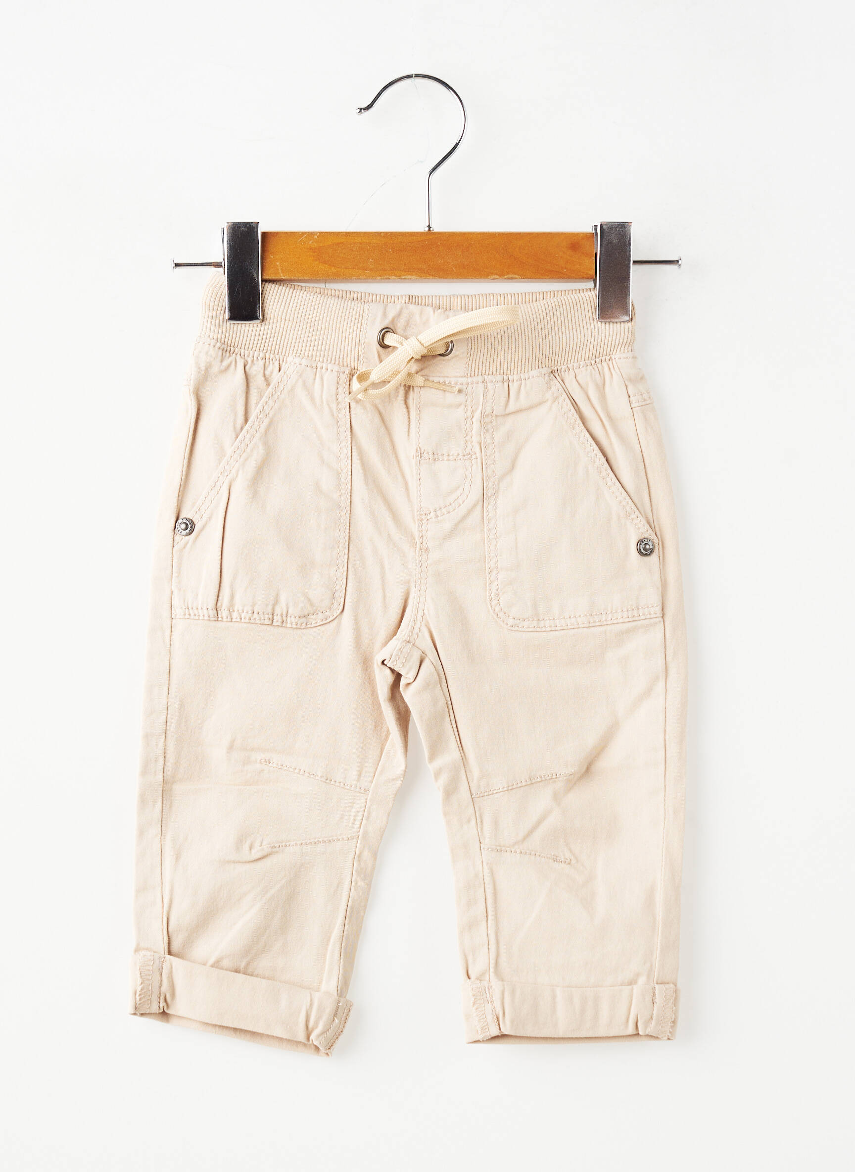 Pantalon droit fermeture liens à nouer taille élastique beige BOBOLI garçon