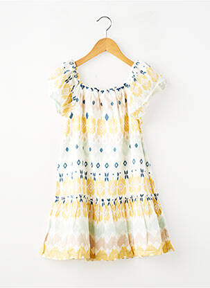 Robe mi-longue doublure manches courtes jaune ZY fille
