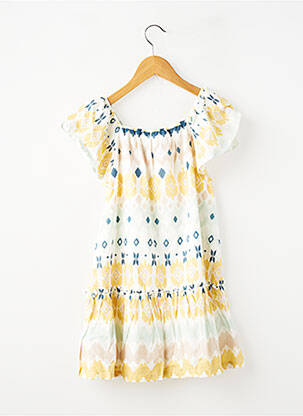 Robe mi-longue doublure manches courtes jaune ZY fille