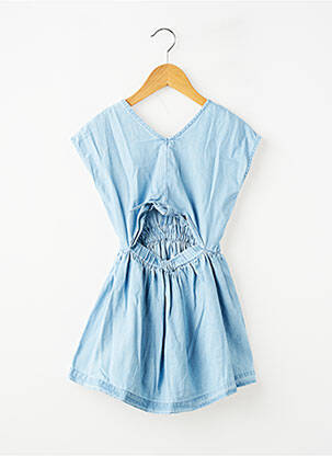 Robe courte tissage popeline manches courtes bleu ZY fille