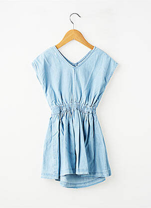 Robe courte tissage popeline manches courtes bleu ZY fille
