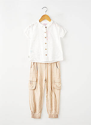 Ensemble pantalon coupe droite blanc BOBOLI fille