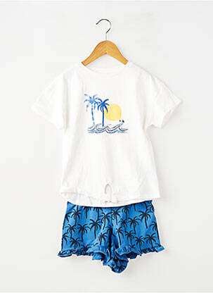 Ensemble short coupe droite bleu ZY fille