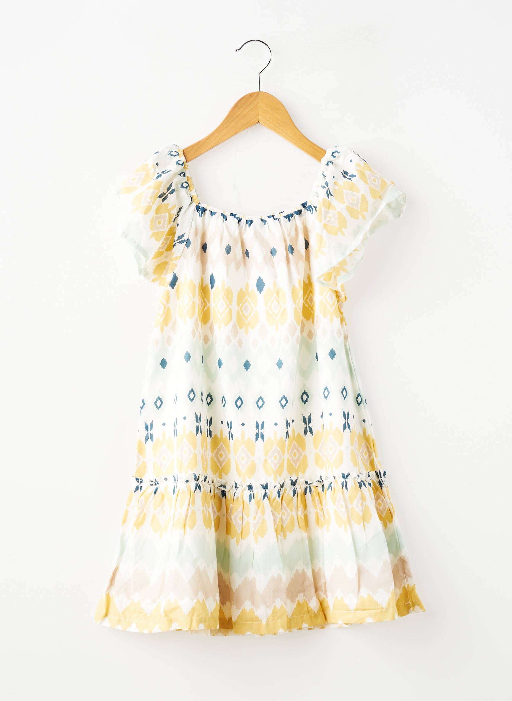 Robe mi-longue doublure manches courtes jaune ZY fille