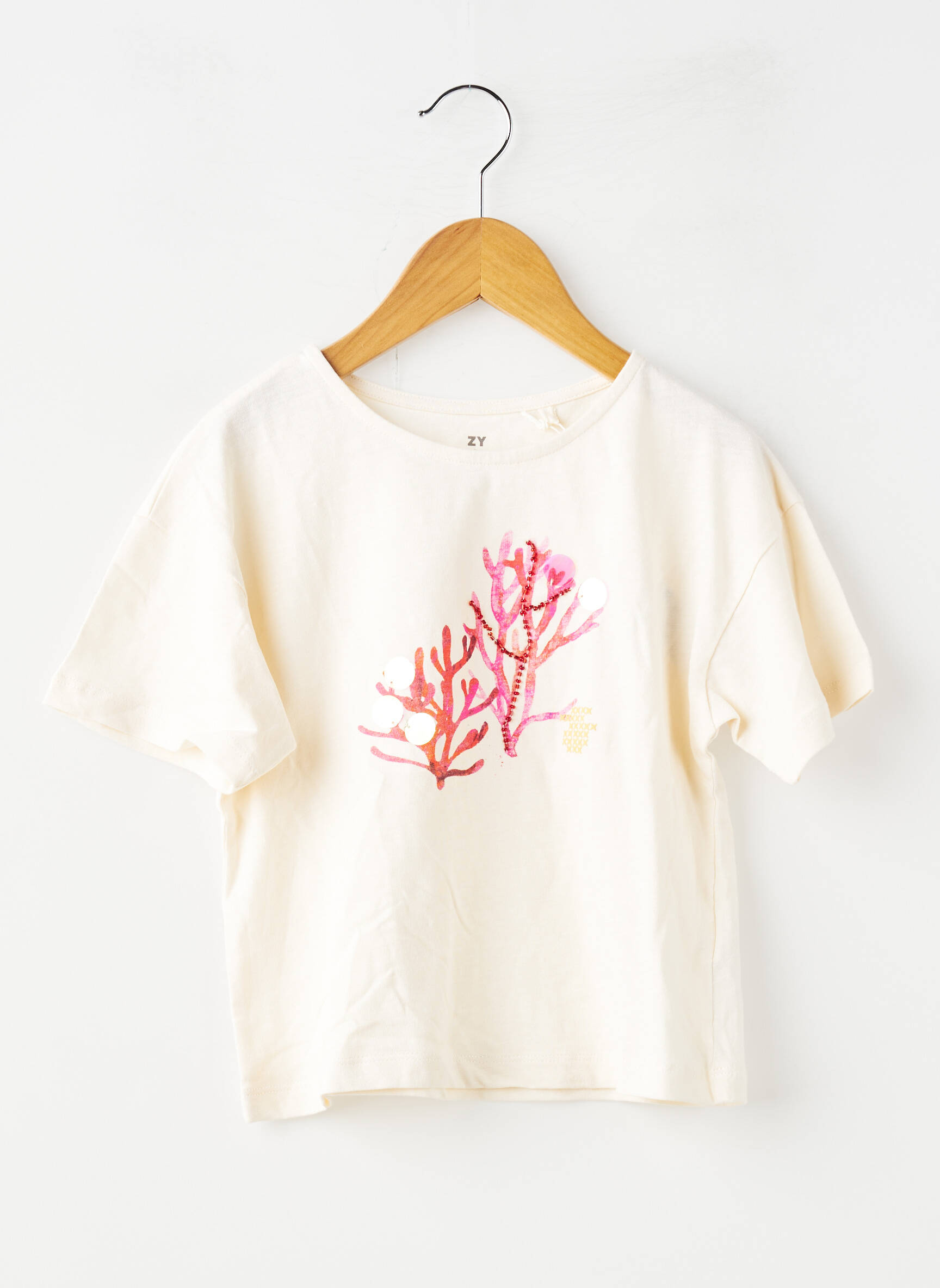 T-shirt coupe droite manches courtes beige ZY fille