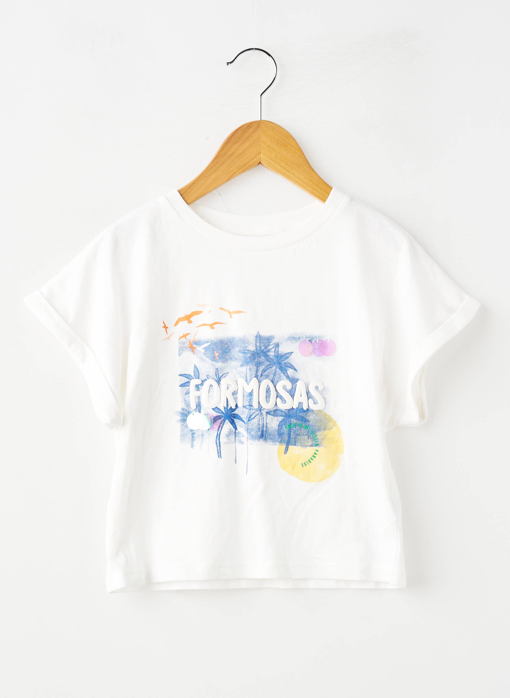 T-shirt coupe droite manches courtes blanc ZY fille